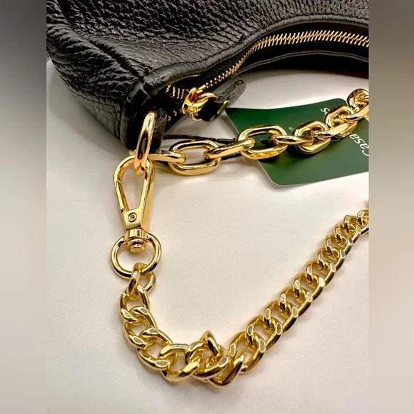 NWT BEAUTIFUL AUTHENTIC SMALL BLACK 100% GENUINE LEATHER CROSSBODY/HANDBAG - Picture 8 of 8